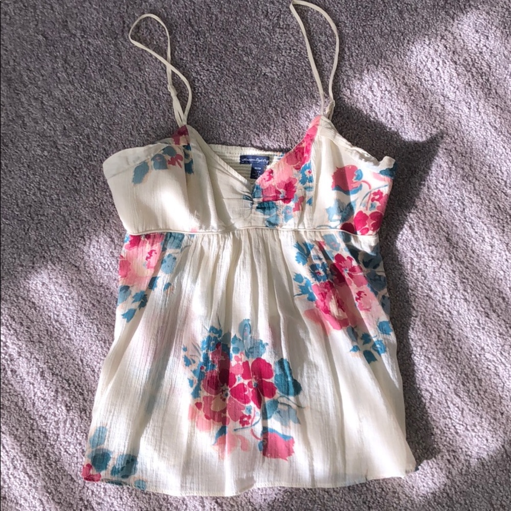 GORGEOUS cream and floral flowy tank XS